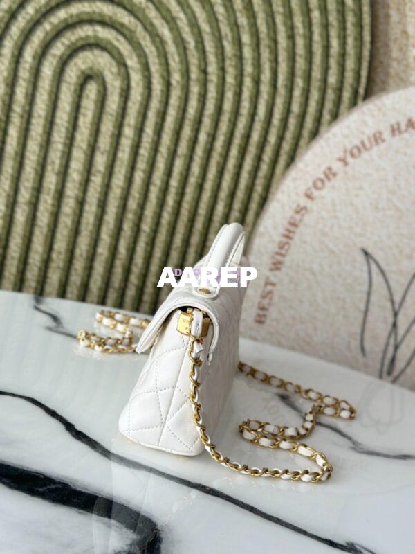 Replica Chanel 25P Mini Flap Bag With Top Handle AS5354 White 5