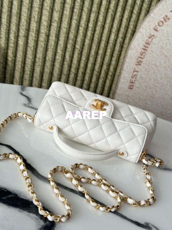 Replica Chanel 25P Mini Flap Bag With Top Handle AS5354 White 7