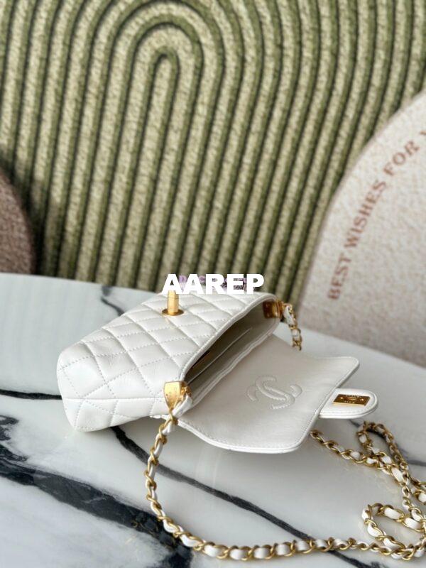 Replica Chanel 25P Mini Flap Bag With Top Handle AS5354 White 10