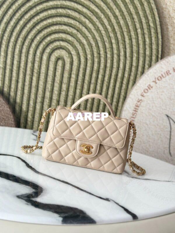 Replica Chanel 25P Small Flap Bag With Top Handle  AS5355 Beige 3