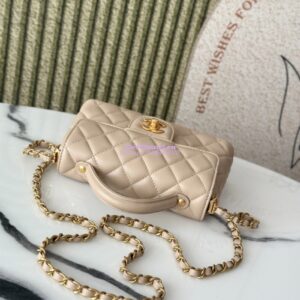 Replica Chanel 25P Small Flap Bag With Top Handle  AS5355 Beige 2