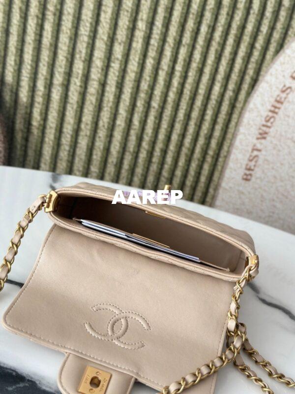 Replica Chanel 25P Small Flap Bag With Top Handle  AS5355 Beige 9
