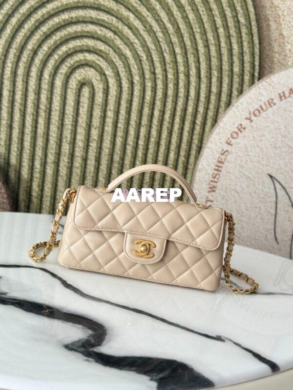 Replica Chanel 25P Mini Flap Bag With Top Handle AS5354 Beige 3