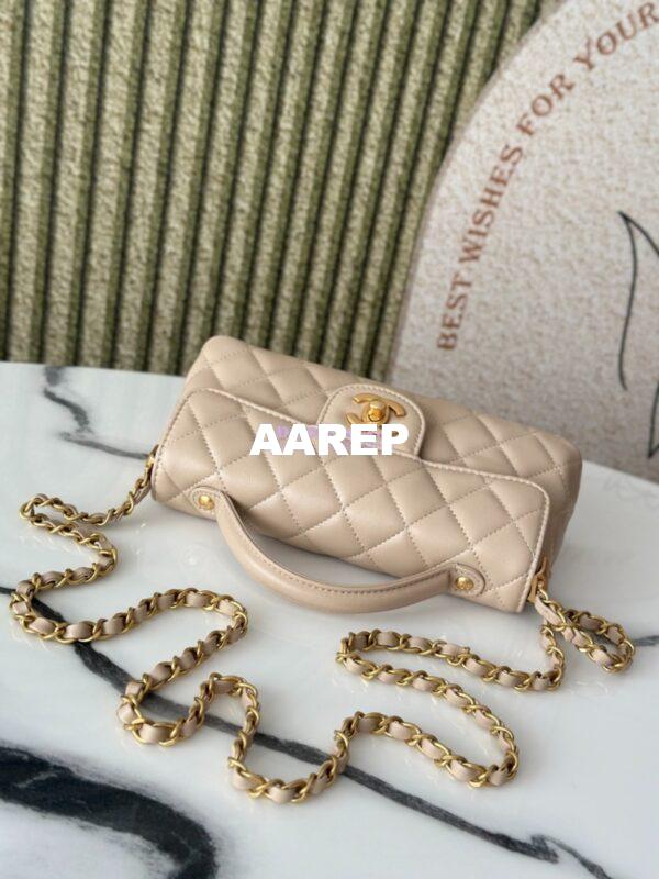 Replica Chanel 25P Mini Flap Bag With Top Handle AS5354 Beige 4