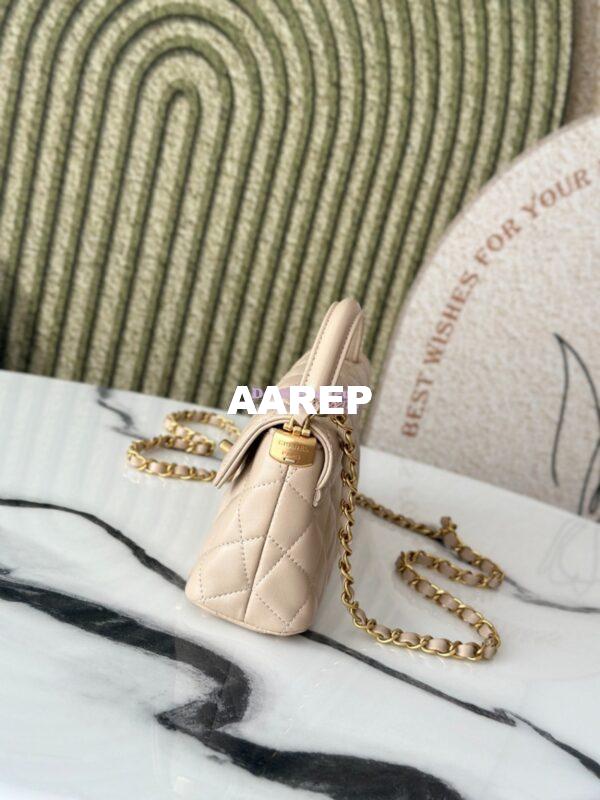 Replica Chanel 25P Mini Flap Bag With Top Handle AS5354 Beige 5