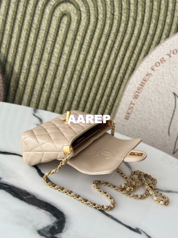 Replica Chanel 25P Mini Flap Bag With Top Handle AS5354 Beige 8