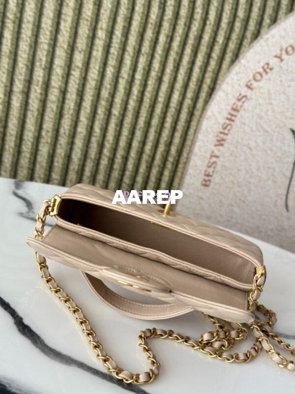 Replica Chanel 25P Mini Flap Bag With Top Handle AS5354 Beige 10
