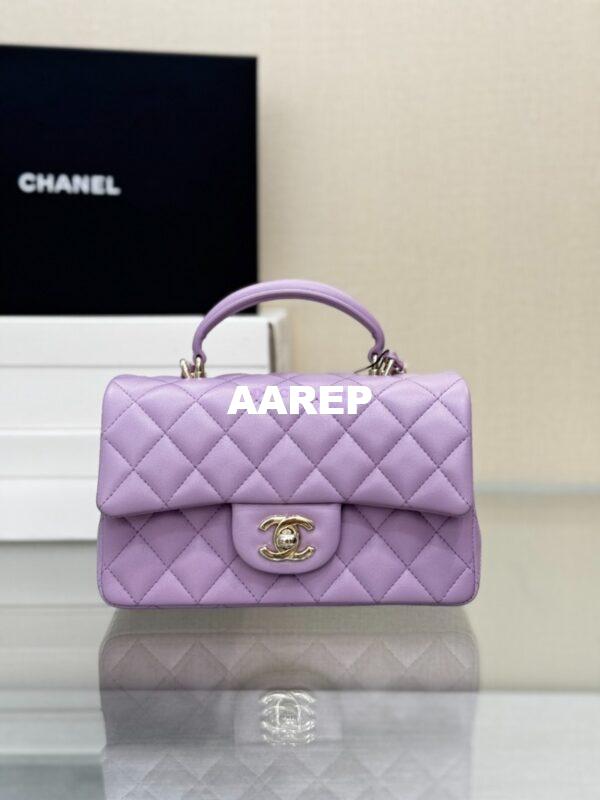 Replica Chanel 25SS Mini Flap Bag With Top Handle AS2431 in Lambskin Lavender Limited Edition