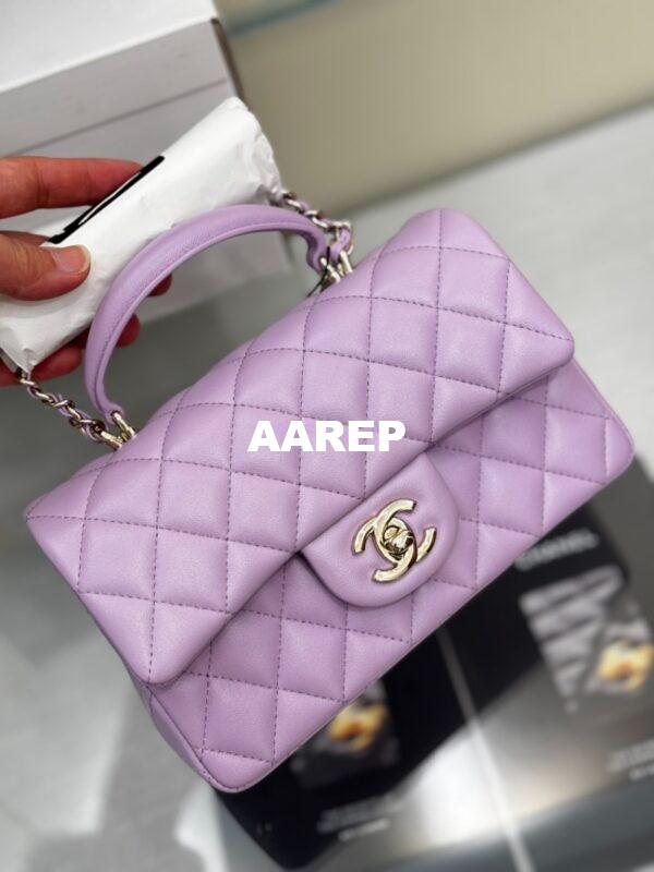 Replica Chanel 25SS Mini Flap Bag With Top Handle AS2431 in Lambskin Lavender Limited Edition 2