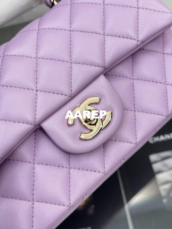 Replica Chanel 25SS Mini Flap Bag With Top Handle AS2431 in Lambskin Lavender Limited Edition 4