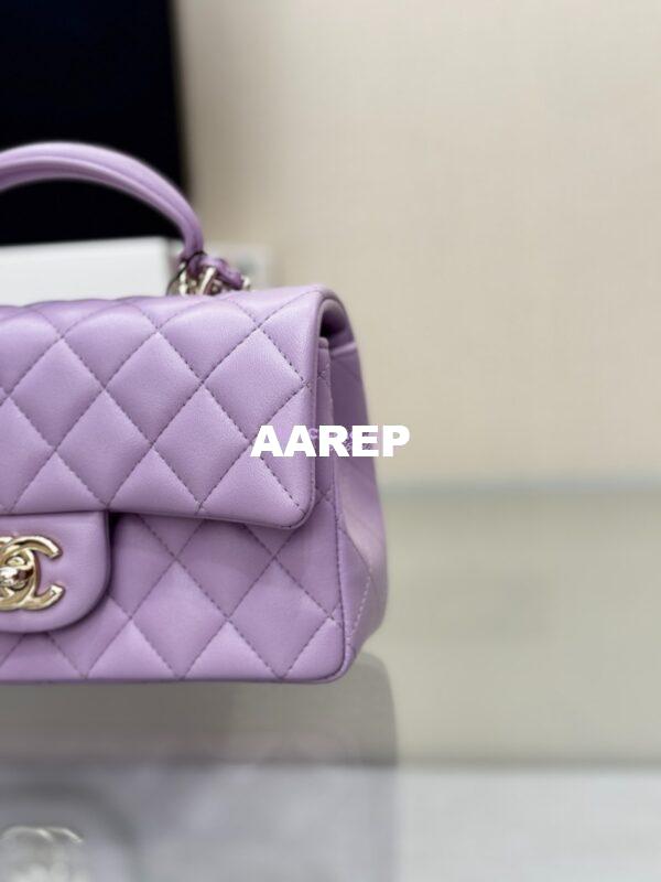 Replica Chanel 25SS Mini Flap Bag With Top Handle AS2431 in Lambskin Lavender Limited Edition 5