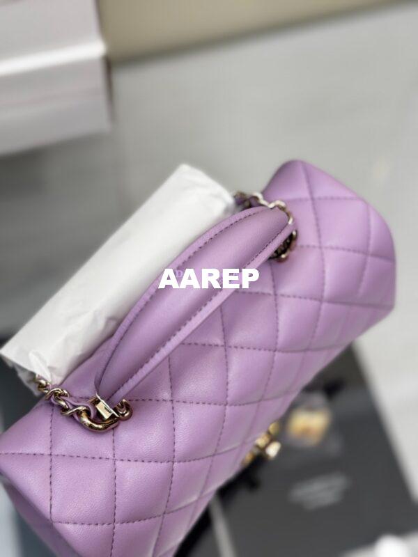 Replica Chanel 25SS Mini Flap Bag With Top Handle AS2431 in Lambskin Lavender Limited Edition 6