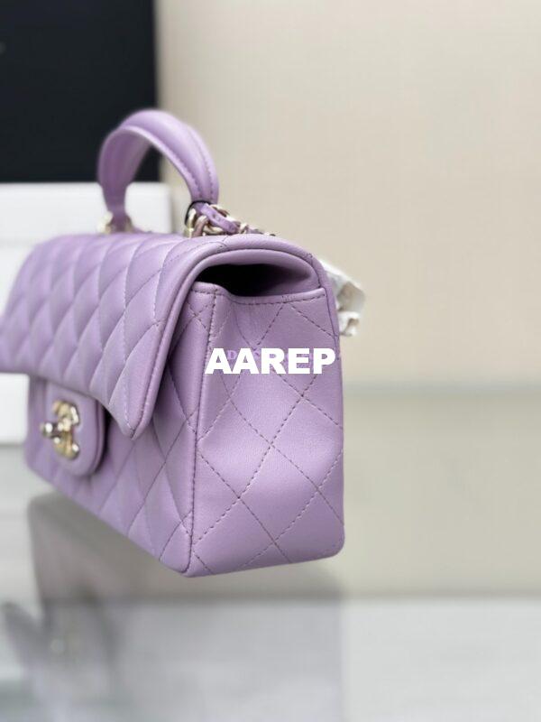 Replica Chanel 25SS Mini Flap Bag With Top Handle AS2431 in Lambskin Lavender Limited Edition 7