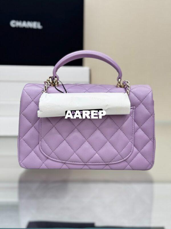 Replica Chanel 25SS Mini Flap Bag With Top Handle AS2431 in Lambskin Lavender Limited Edition 8