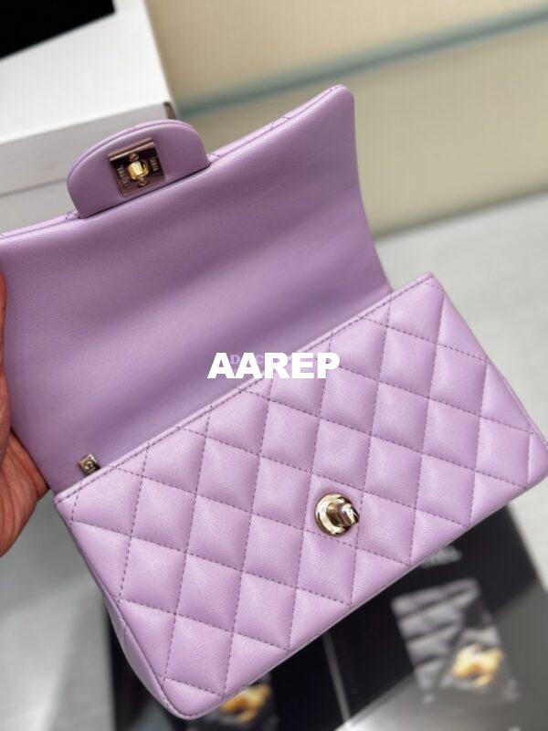 Replica Chanel 25SS Mini Flap Bag With Top Handle AS2431 in Lambskin Lavender Limited Edition 10