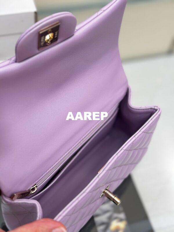 Replica Chanel 25SS Mini Flap Bag With Top Handle AS2431 in Lambskin Lavender Limited Edition 11