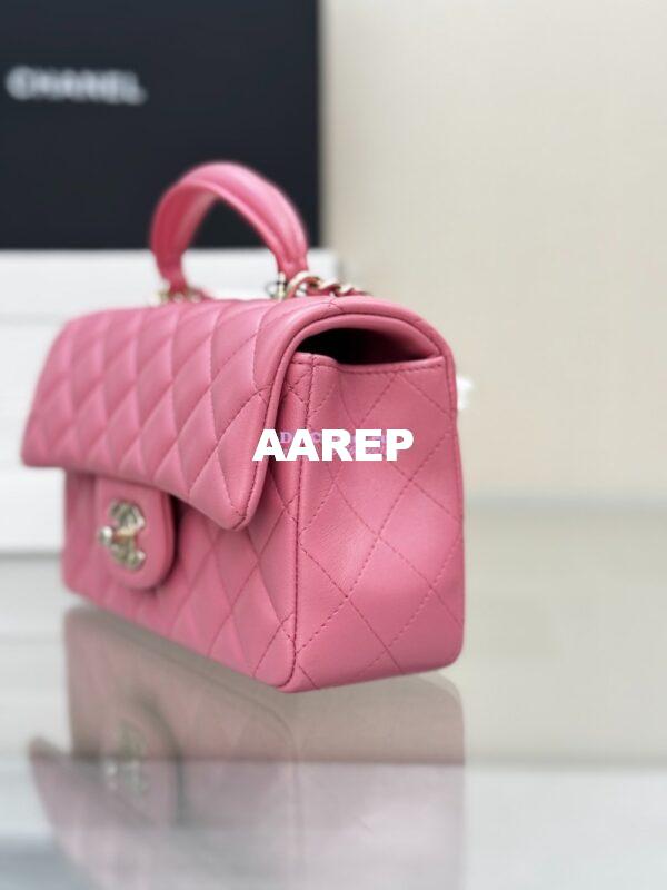 Replica Chanel 25SS Mini Flap Bag With Top Handle AS2431 in Lambskin New Pink Limited Edition 6