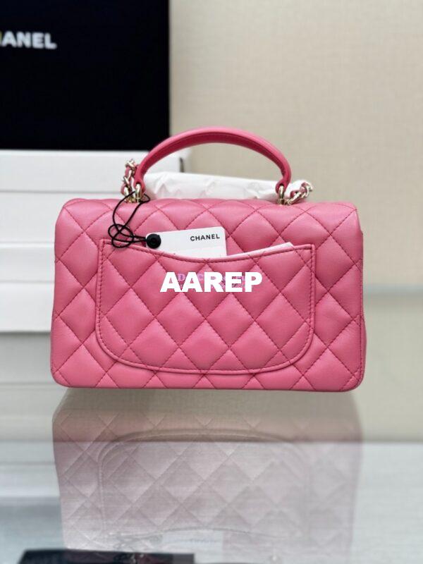 Replica Chanel 25SS Mini Flap Bag With Top Handle AS2431 in Lambskin New Pink Limited Edition 9
