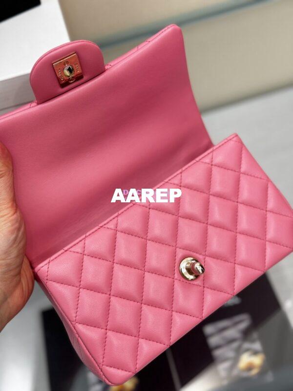Replica Chanel 25SS Mini Flap Bag With Top Handle AS2431 in Lambskin New Pink Limited Edition 10