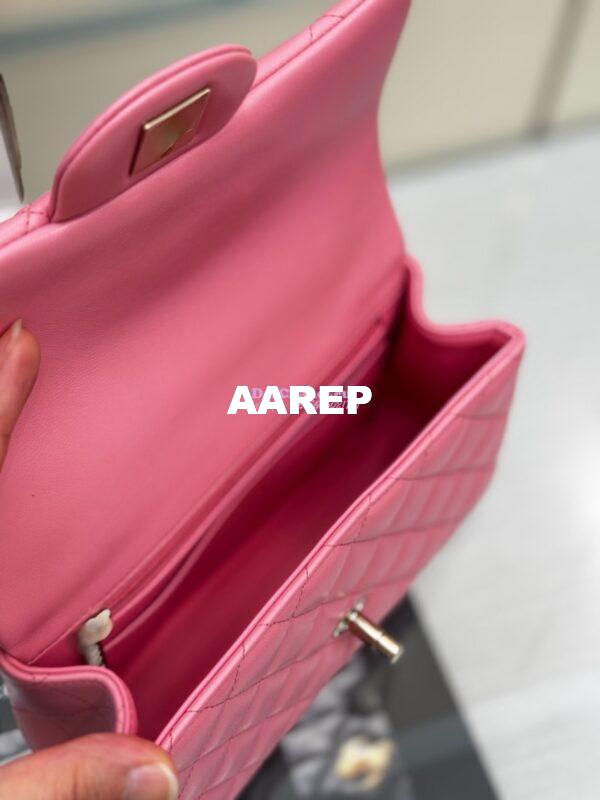 Replica Chanel 25SS Mini Flap Bag With Top Handle AS2431 in Lambskin New Pink Limited Edition 11