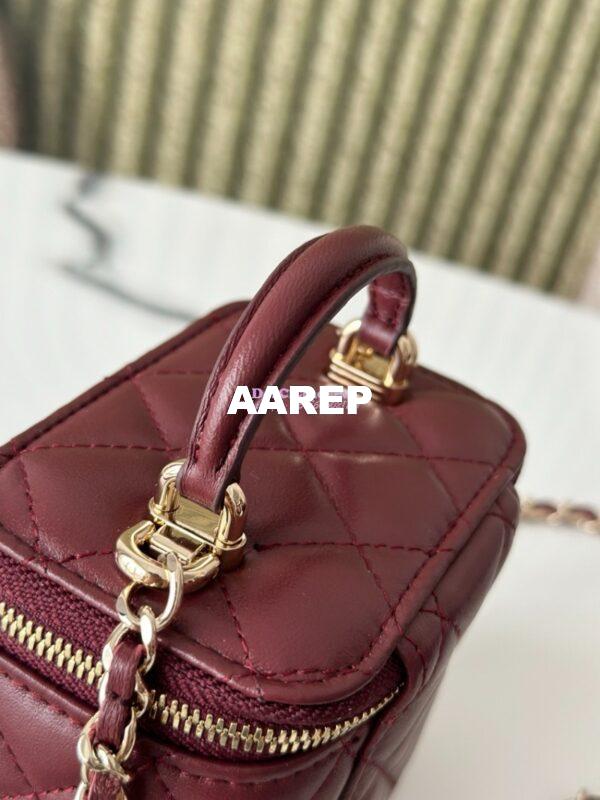 Replica Chanel New SLG Lambskin Small Vanity With Chain and Top Handle Bag AP2198 Wine 8