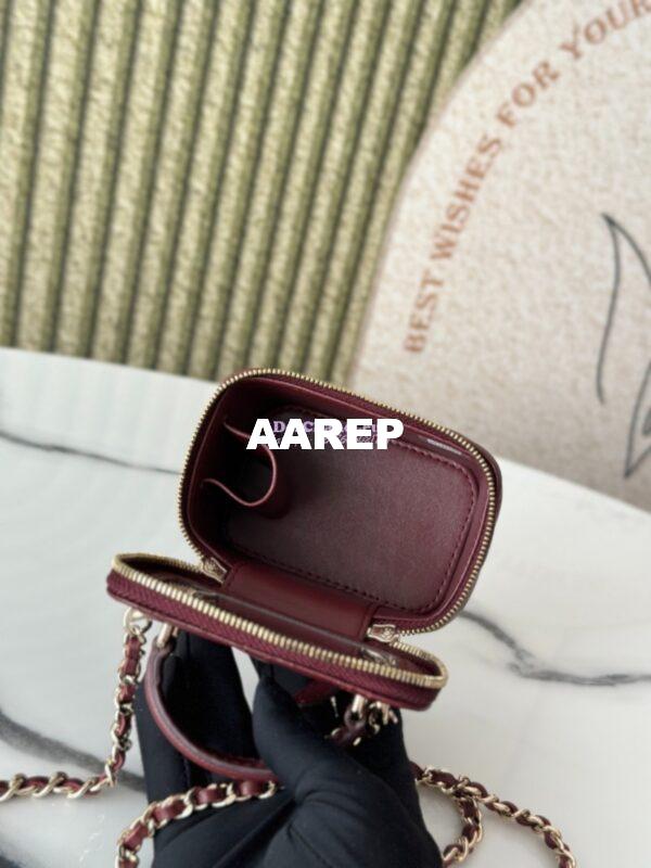Replica Chanel New SLG Lambskin Small Vanity With Chain and Top Handle Bag AP2198 Wine 10