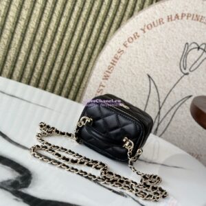 Replica Chanel New SLG Lambskin Small Vanity With Chain and Top Handle Bag AP2198 Black 2