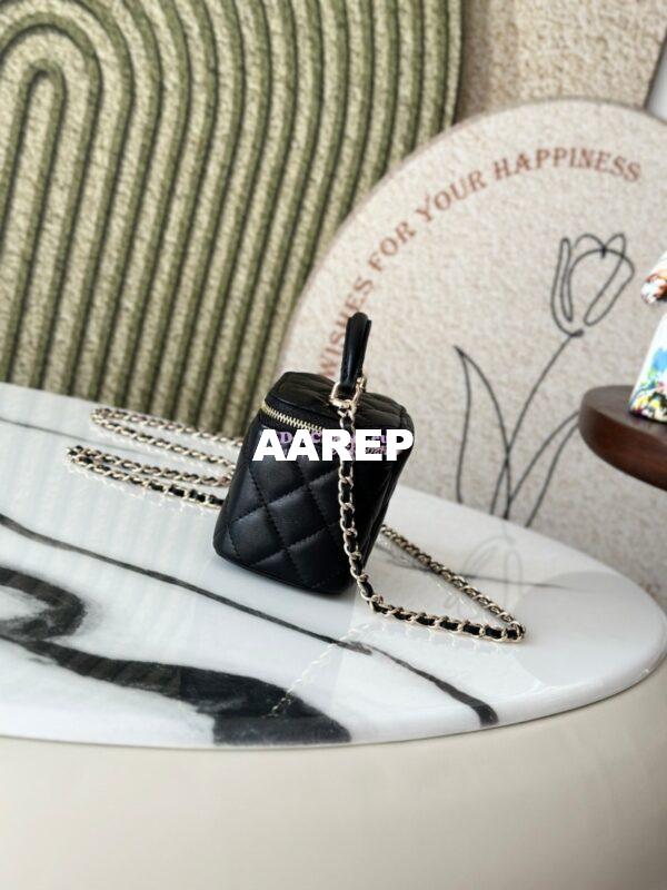Replica Chanel New SLG Lambskin Small Vanity With Chain and Top Handle Bag AP2198 Black 7