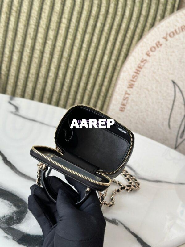Replica Chanel New SLG Lambskin Small Vanity With Chain and Top Handle Bag AP2198 Black 9