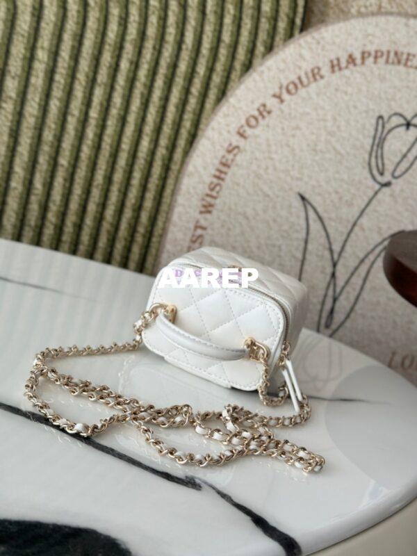 Replica Chanel New SLG Lambskin Small Vanity With Chain and Top Handle Bag AP2198 White 6