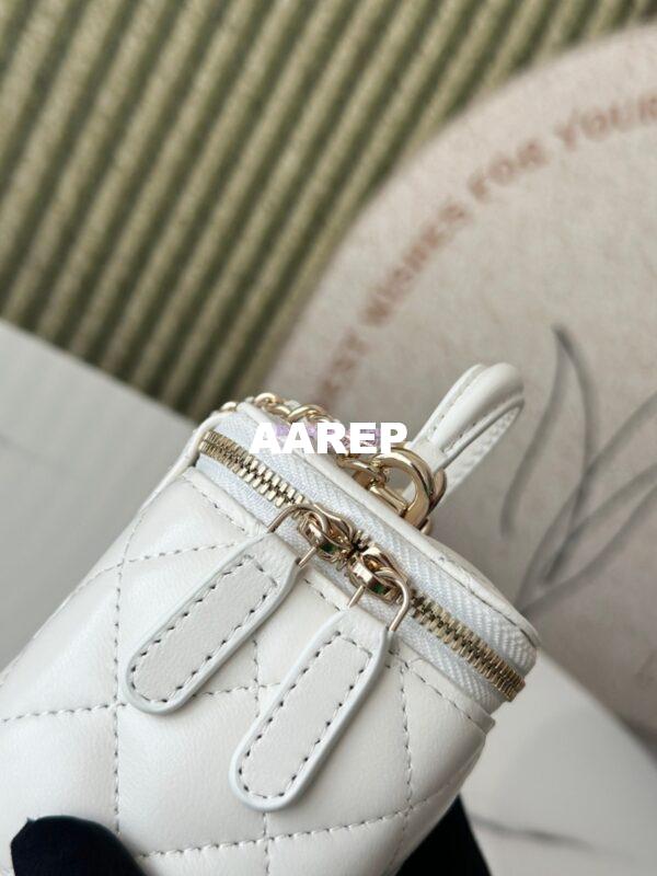 Replica Chanel New SLG Lambskin Small Vanity With Chain and Top Handle Bag AP2198 White 7