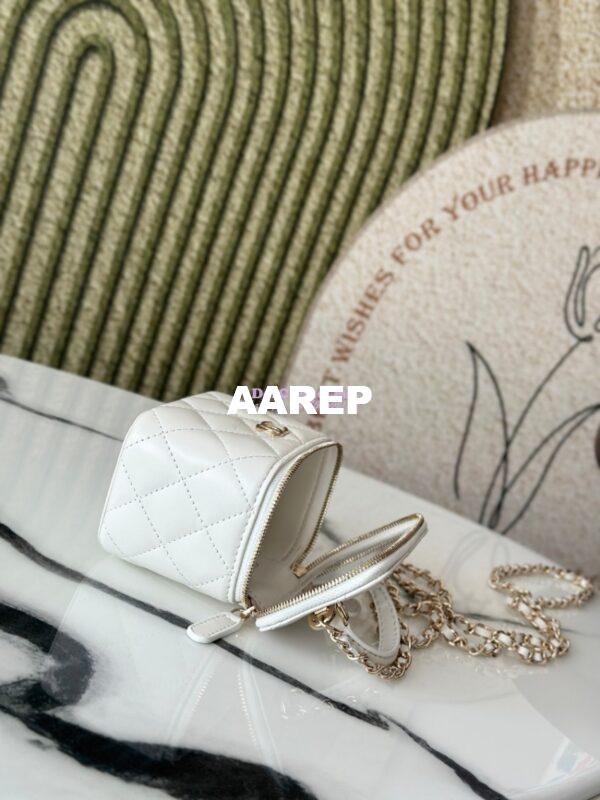 Replica Chanel New SLG Lambskin Small Vanity With Chain and Top Handle Bag AP2198 White 8