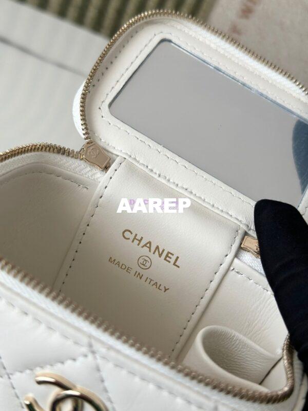 Replica Chanel New SLG Lambskin Small Vanity With Chain and Top Handle Bag AP2198 White 10