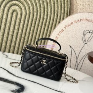 Replica Chanel New Lambskin Vanity With Chain and Top Handle AP2199 Black