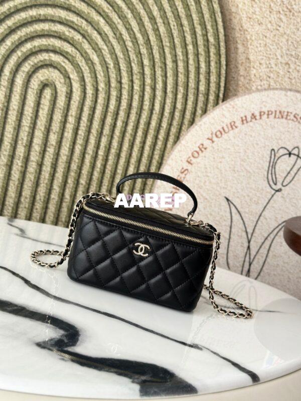 Replica Chanel New Lambskin Vanity With Chain and Top Handle AP2199 Black 3