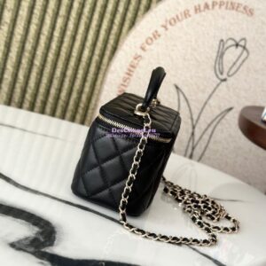 Replica Chanel New Lambskin Vanity With Chain and Top Handle AP2199 Black 2