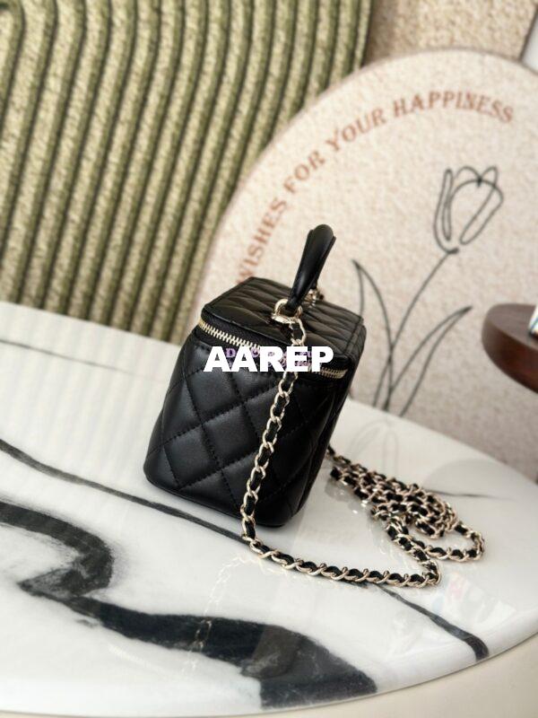 Replica Chanel New Lambskin Vanity With Chain and Top Handle AP2199 Black 4