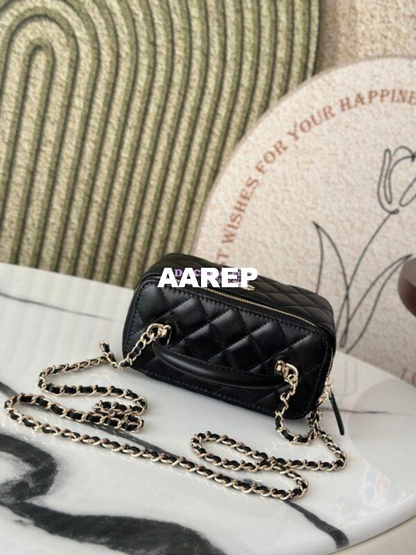 Replica Chanel New Lambskin Vanity With Chain and Top Handle AP2199 Black 5