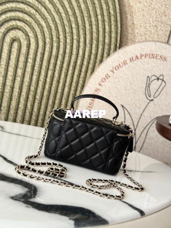 Replica Chanel New Lambskin Vanity With Chain and Top Handle AP2199 Black 11