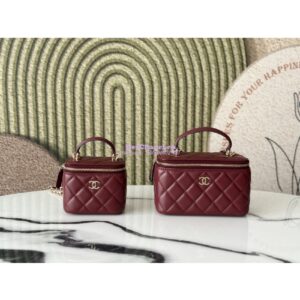 Replica Chanel New Lambskin Vanity With Chain and Top Handle AP2199 Wine