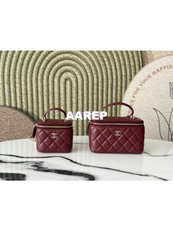 Replica Chanel New Lambskin Vanity With Chain and Top Handle AP2199 Wine 3