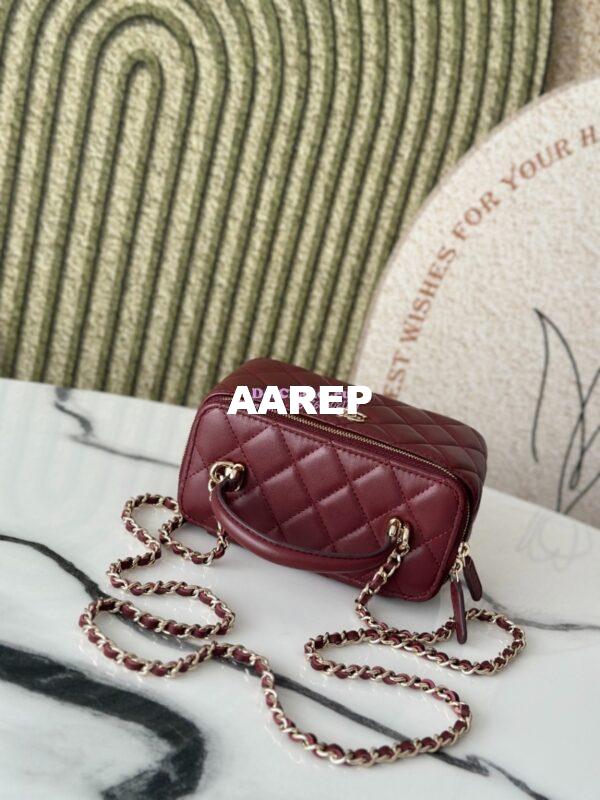 Replica Chanel New Lambskin Vanity With Chain and Top Handle AP2199 Wine 5