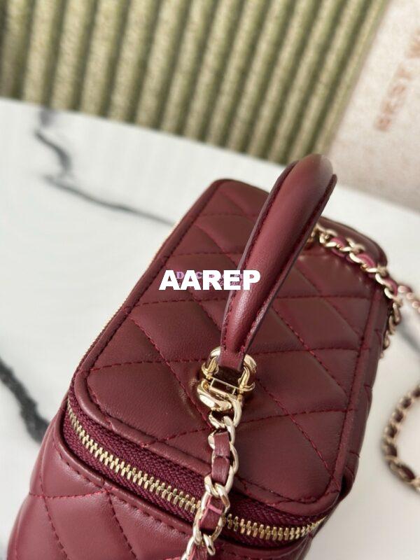 Replica Chanel New Lambskin Vanity With Chain and Top Handle AP2199 Wine 6