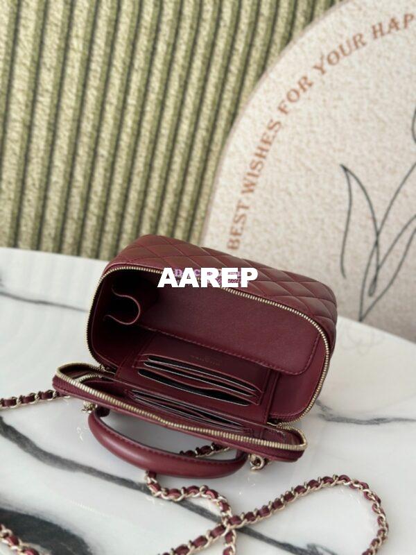 Replica Chanel New Lambskin Vanity With Chain and Top Handle AP2199 Wine 7