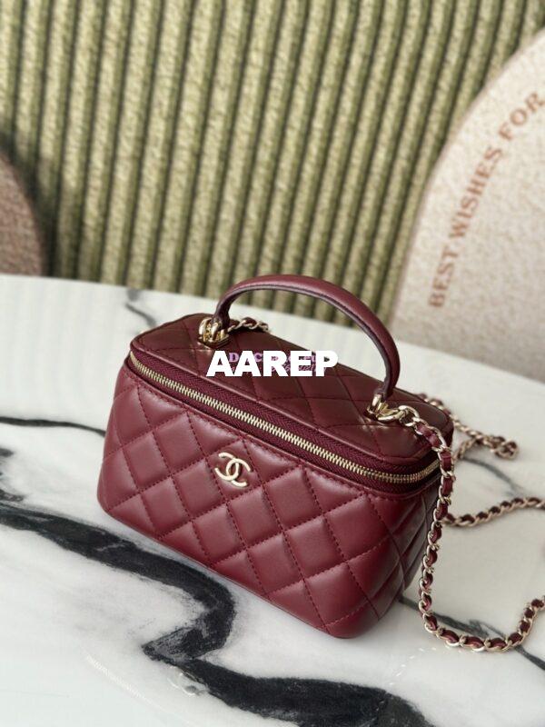 Replica Chanel New Lambskin Vanity With Chain and Top Handle AP2199 Wine 10