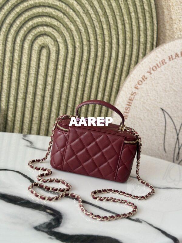 Replica Chanel New Lambskin Vanity With Chain and Top Handle AP2199 Wine 12