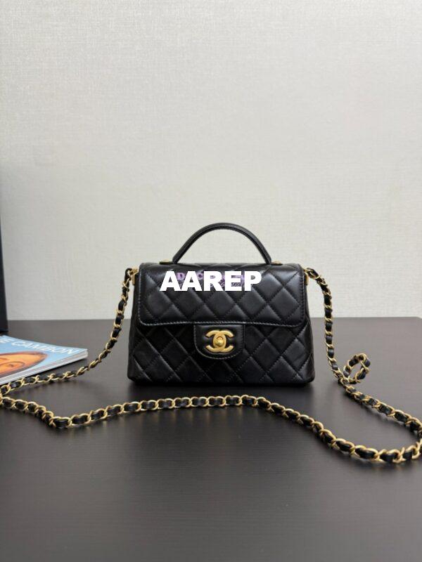 Replica Chanel 25P Small Flap Bag With Top Handle  AS5355 Black 3
