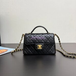 Replica Chanel 25P Small Flap Bag With Top Handle  AS5355 Black 2