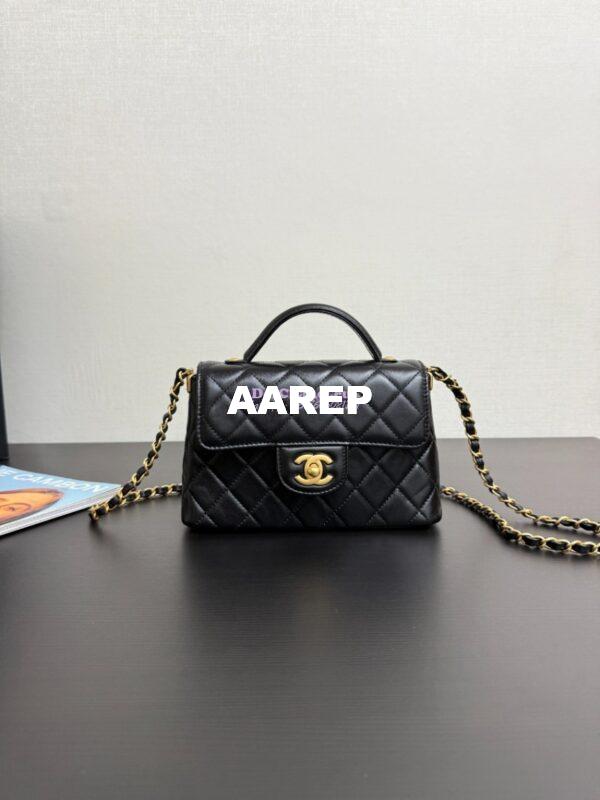 Replica Chanel 25P Small Flap Bag With Top Handle  AS5355 Black 4