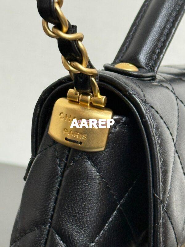 Replica Chanel 25P Small Flap Bag With Top Handle  AS5355 Black 7
